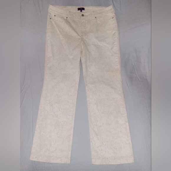💣NYDJ JEANS/PANTS CREAM W/  PAISLEY PRINT SZ 14 - Picture 2 of 6